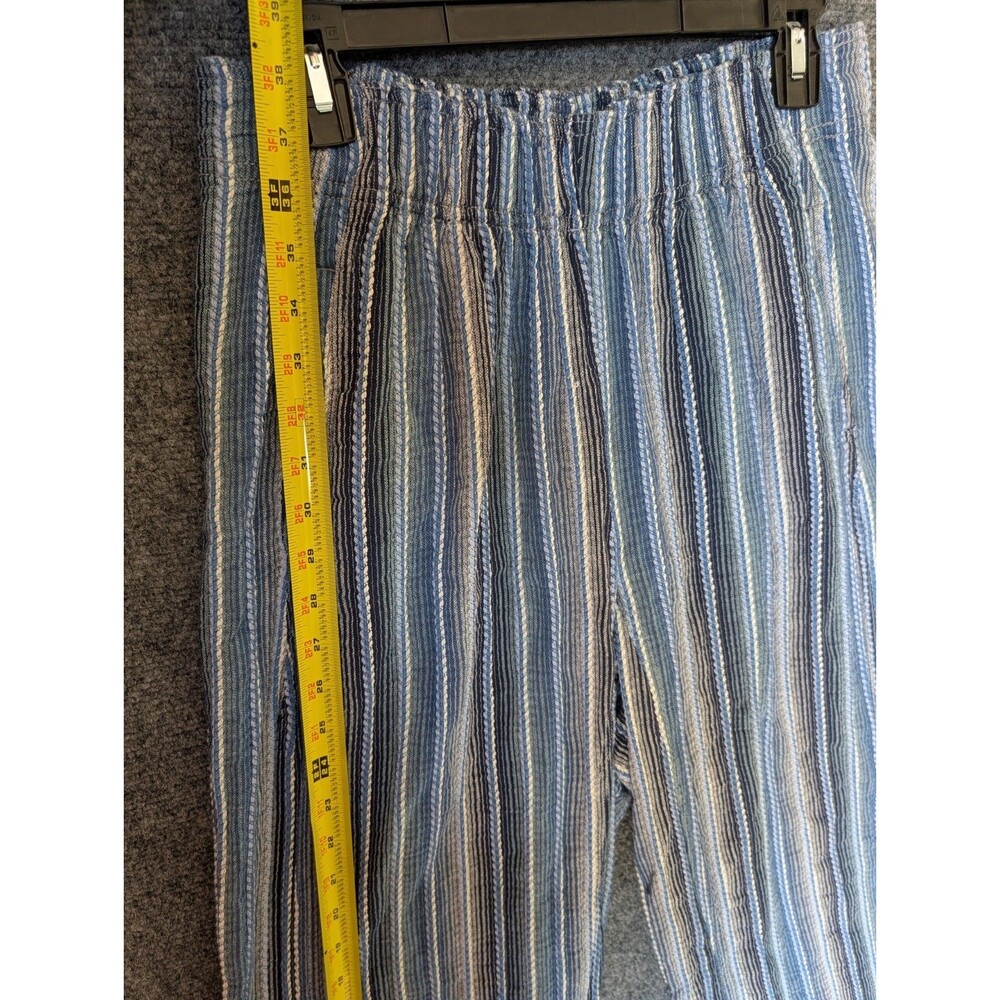 Free People Days End Cotton/Linen Stripe Pants Small Wide Leg Blue - Picture 6 of 12